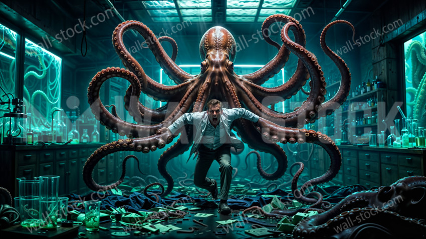 The experiment on the octopus in the lab failed and the professor turned into an octopus