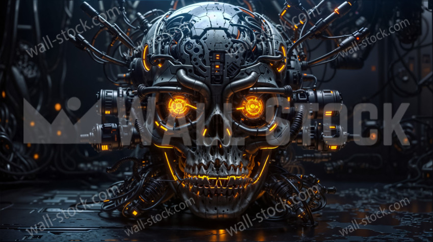 Electric symmetrical futuristic terminator Skull