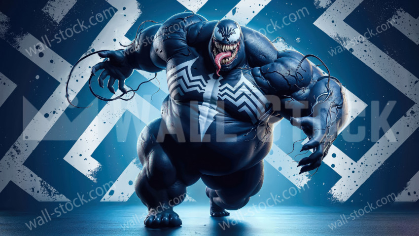 Fat Marvel character Venom strikes a crazy pose