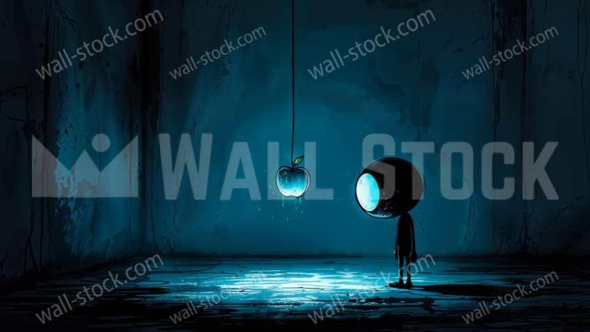 Unknown character reaches for the apple that is the source of blue energy superpowers