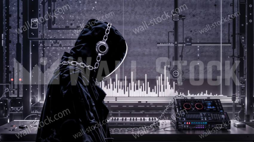 Hooded Shadow DJ Creating Dark Futuristic Beats