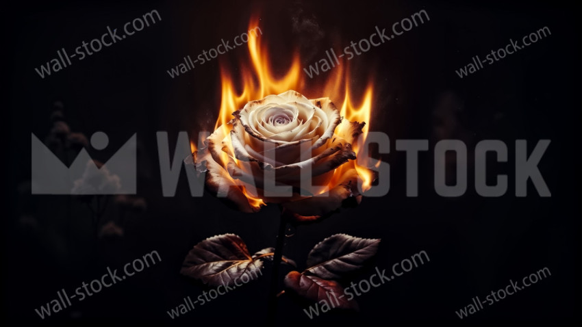 The White Rose Burning Gracefully in the Fire of the Night